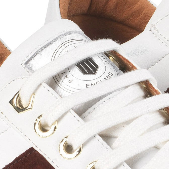 Platform Alexandra Trainer White Leather with Leopard/Port