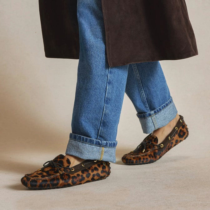 Womens Henley Leopard Haircalf Driving Shoe