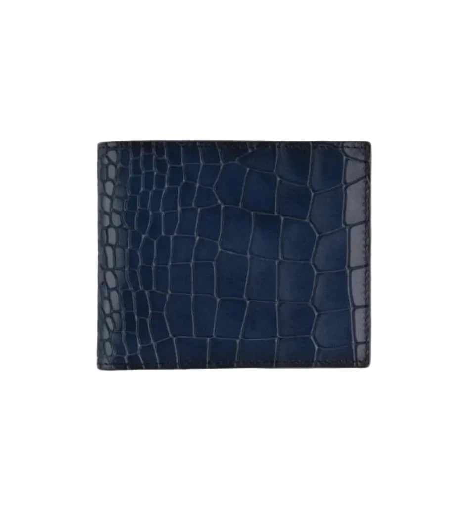 Lombard Wallet in Navy Croc Print