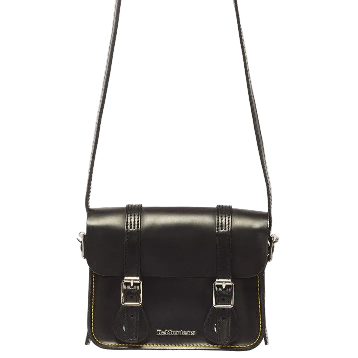 7 Inch Leather Crossbody Bag in Black