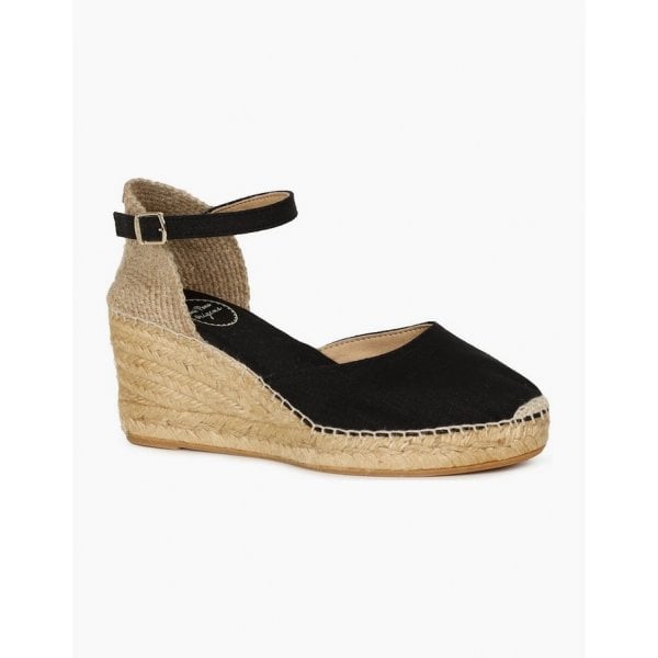 Caldes Mid Heel Espadrille in Black