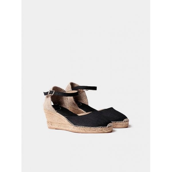 Caldes Mid Heel Espadrille in Black