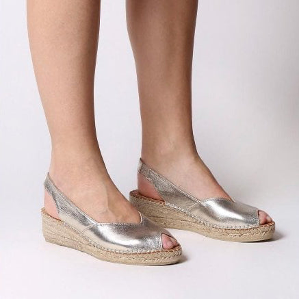 Bernia-P Mid Heel Espadrille in Steel
