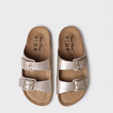 Ghana Double Buckle Sandal in Champagne