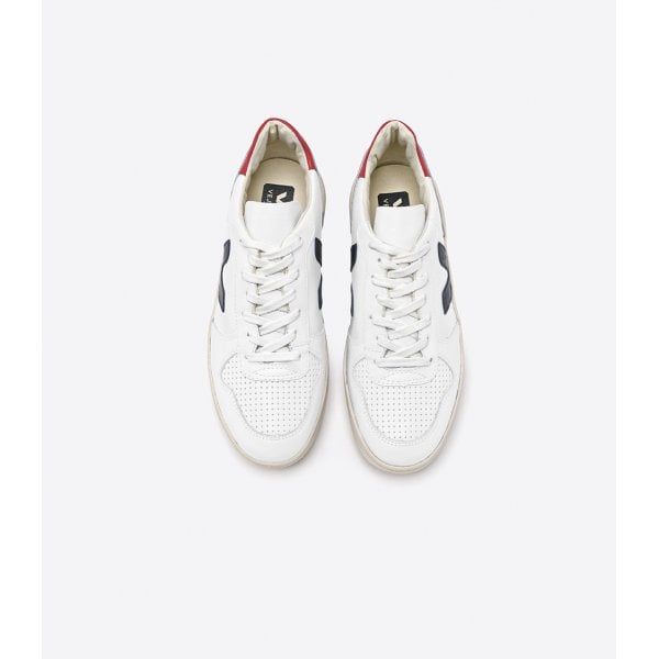 V10 Womens Leather Trainers in Extra White Nautico Pekin