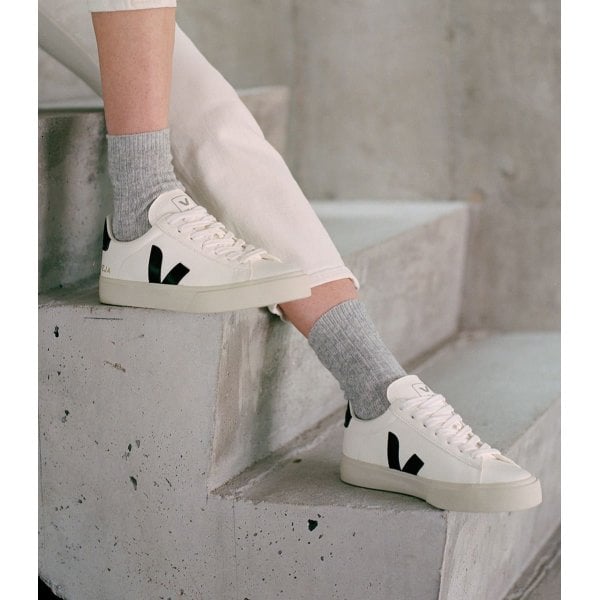 Womens Campo ChromeFree Leather Trainer in White/Black