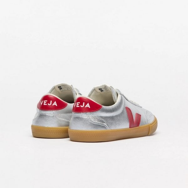 Womens Volley Leather Shoe in Silver Pepper