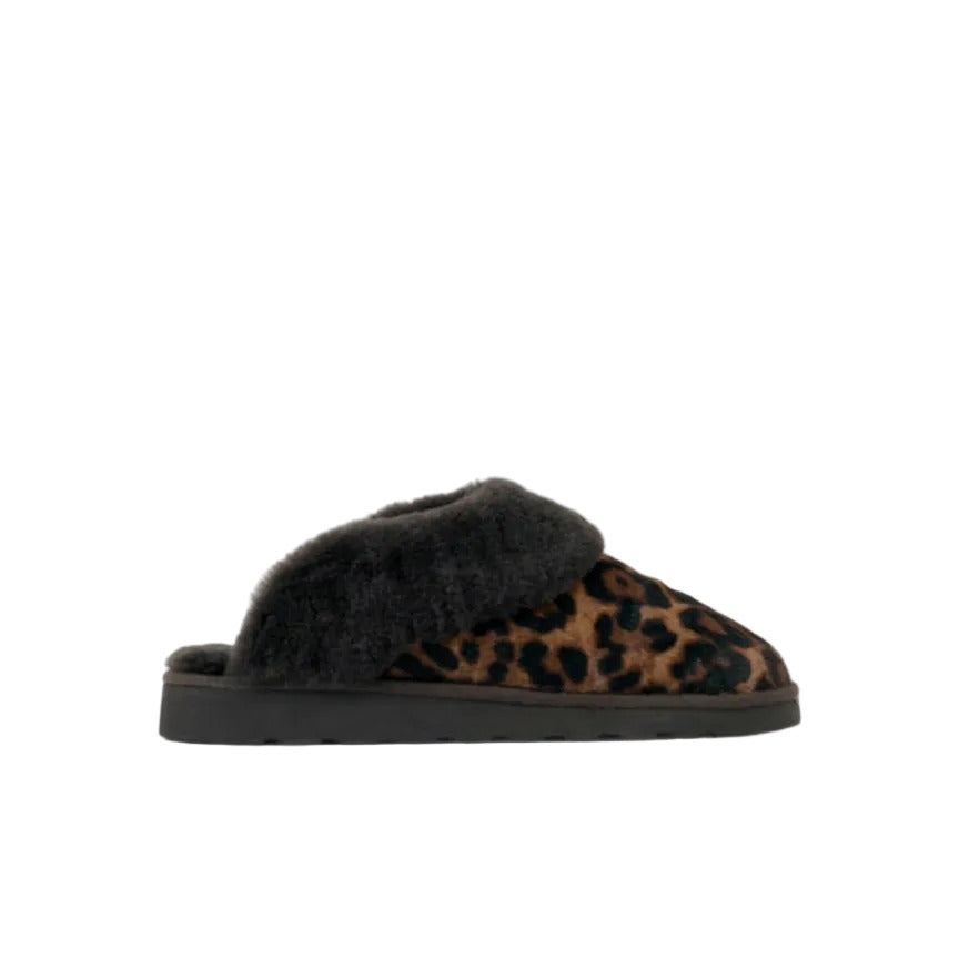 Glencoe Leopard Haircalf Mule Slipper