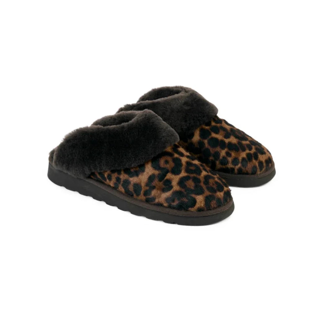 Glencoe Leopard Haircalf Mule Slipper
