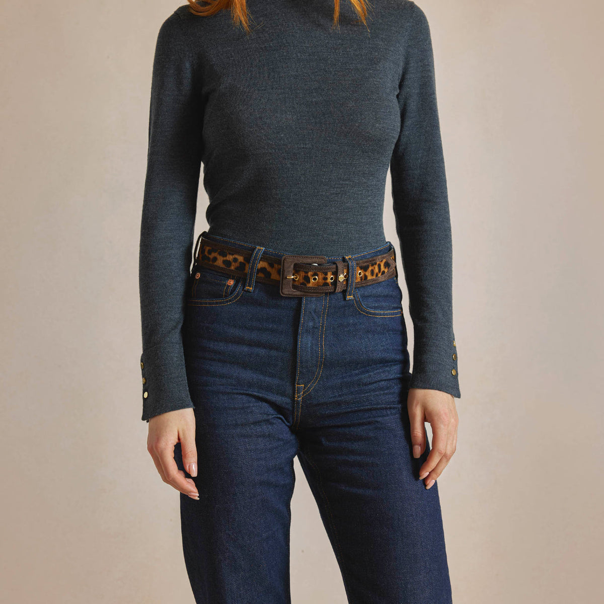 Marseille Belt in Leopard Haircalf