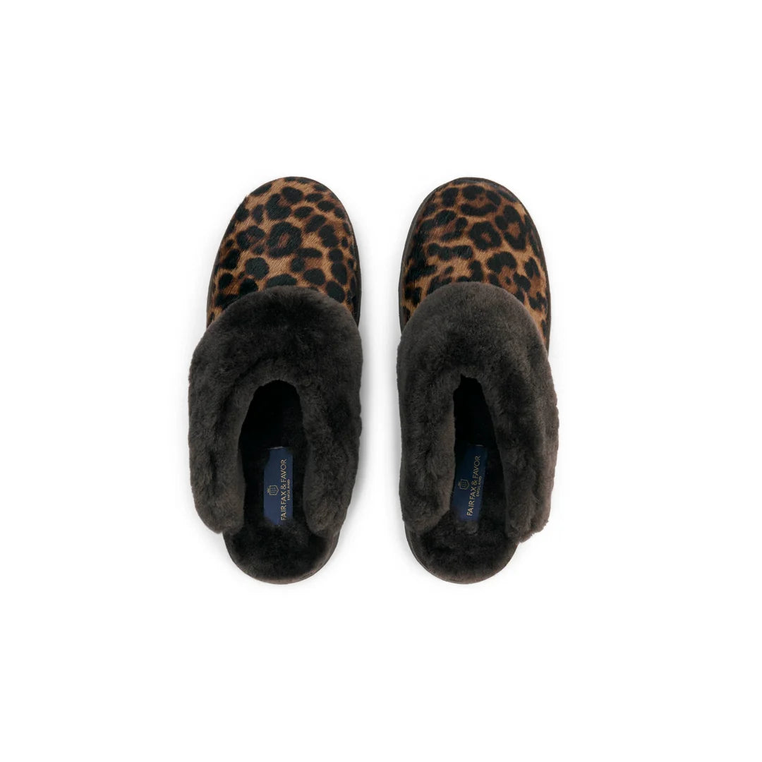 Glencoe Leopard Haircalf Mule Slipper