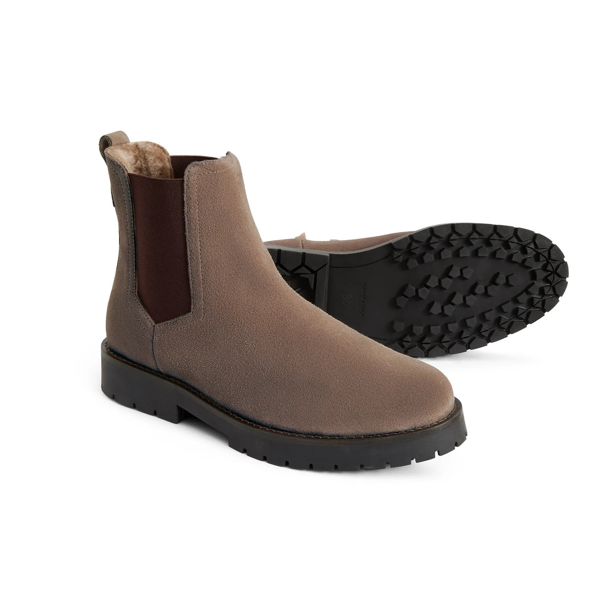 Sheepskin Boudica Ankle Boots in Deep Taupe Suede