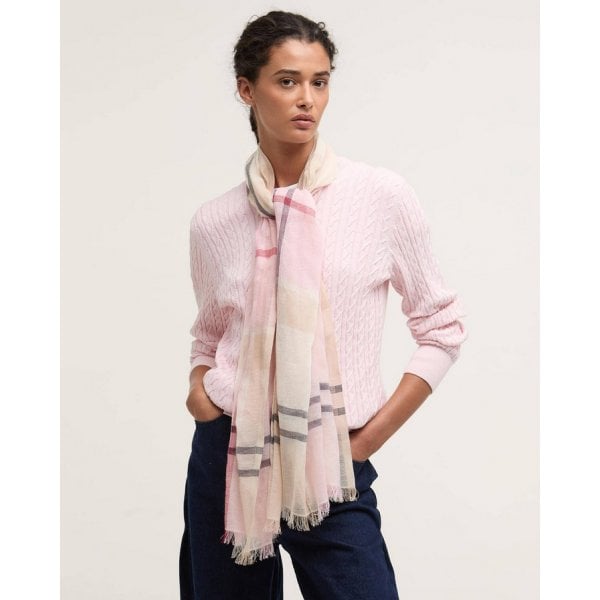 Abigail Tartan Scarf in Cherry Blossom