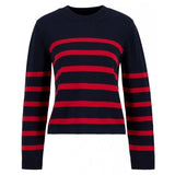 Fern Knitted Jumper in Navy/Poppy Red