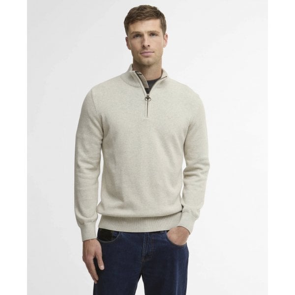 Mens Cotton Half Zip Knit in Neutral