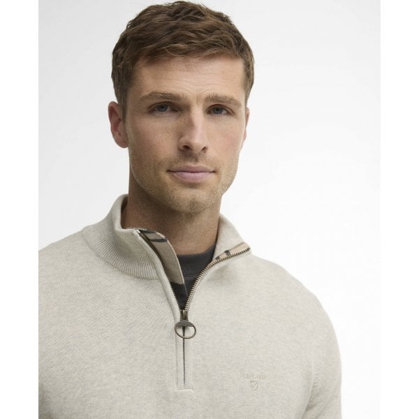 Mens Cotton Half Zip Knit in Neutral
