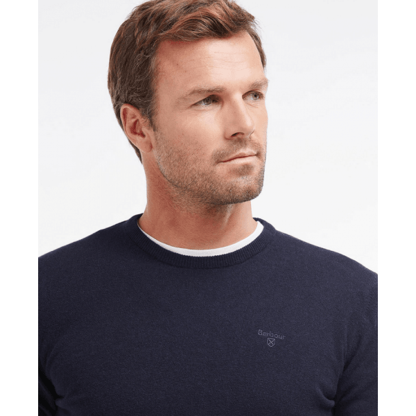 Mens Essential Lambswool V Neck Jumper in Navy