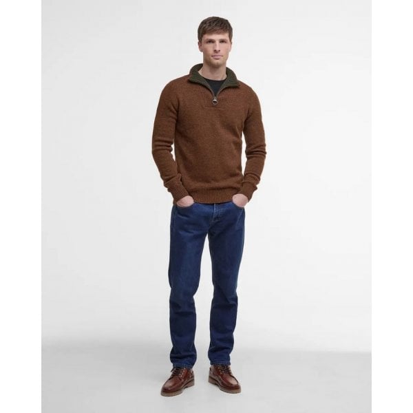Mens Nelson Essential Half Zip in Dark Sand