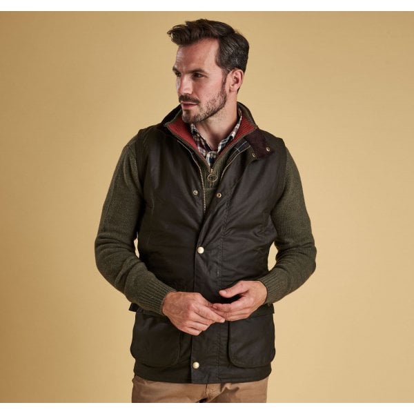 Mens New Westmorland Wax Gilet in Olive
