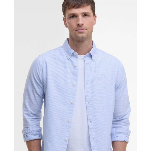 Mens Stripe Oxford Shirt in Sky Blue