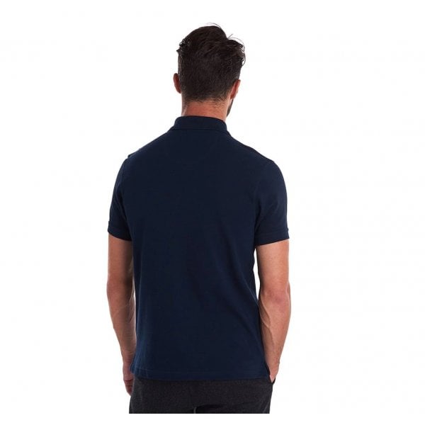 Mens Tartan Pique Polo Shirt in Navy