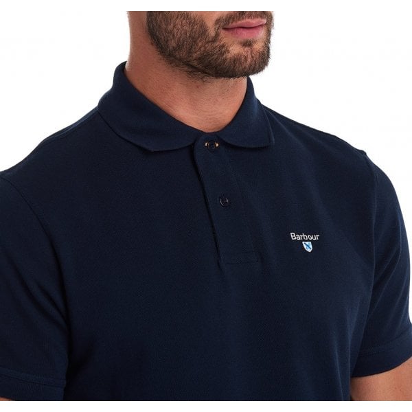 Mens Tartan Pique Polo Shirt in Navy