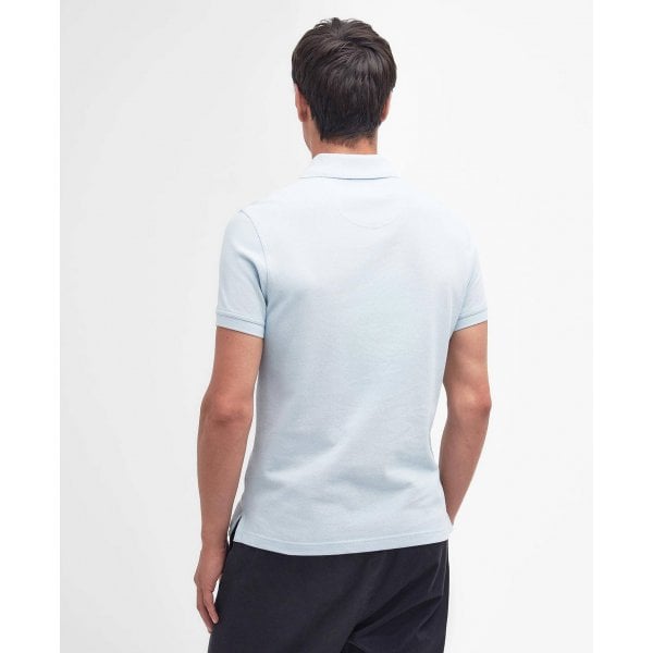Mens Tartan Pique Polo in Niagara Mist
