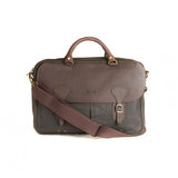 Mens Wax Leather Briefcase in Olive