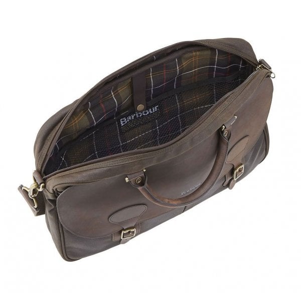 Mens Wax Leather Briefcase in Olive
