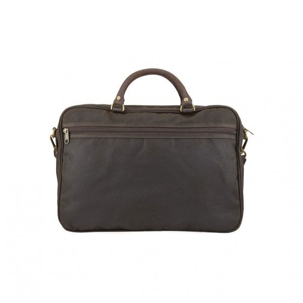 Mens Wax Leather Briefcase in Olive