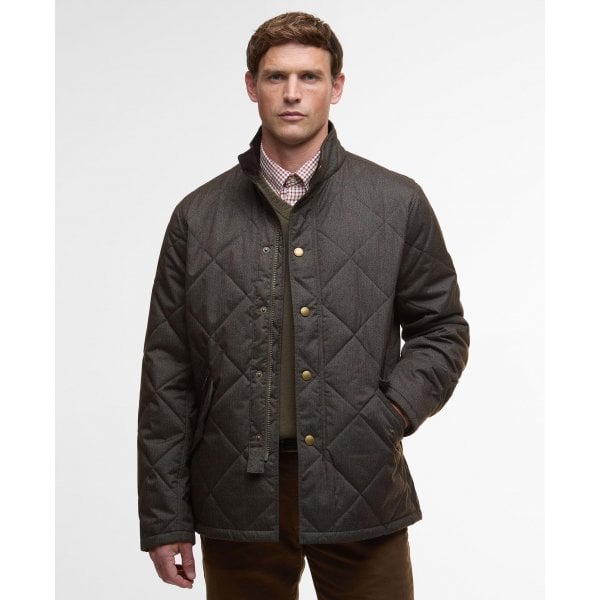 Mens Winter Shoveler Quilted Jacket in Dark Olive