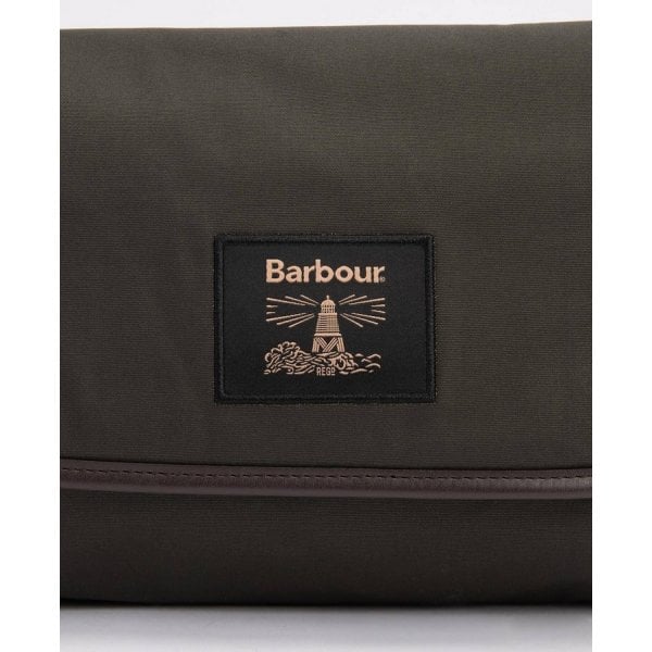 Wax Hanging Washbag in Olive/Beacon