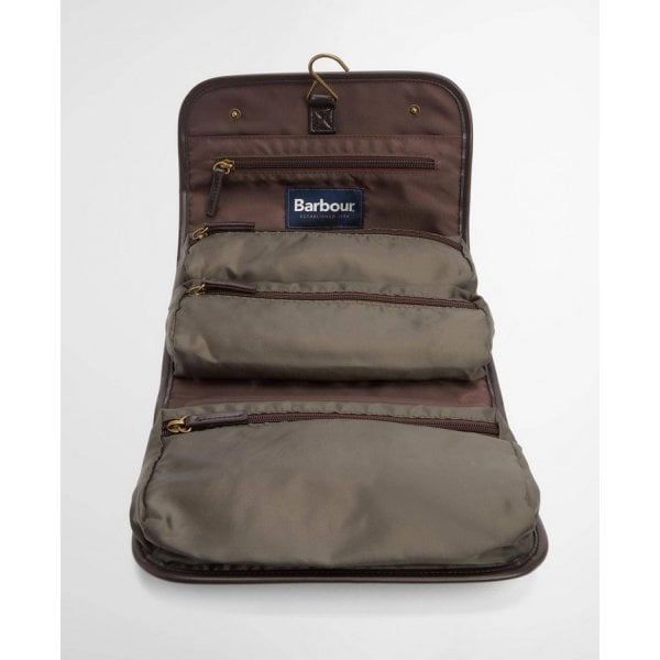Wax Hanging Washbag in Olive/Beacon