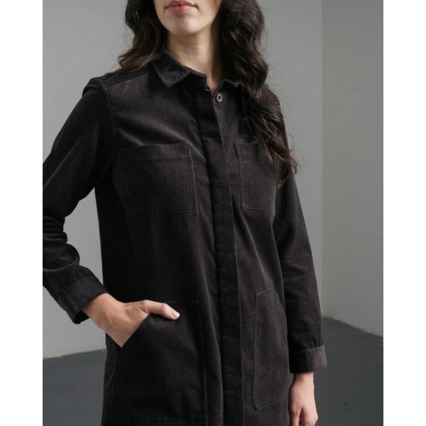 Ocean Shirt Dress In Dove Grey Thick Cord