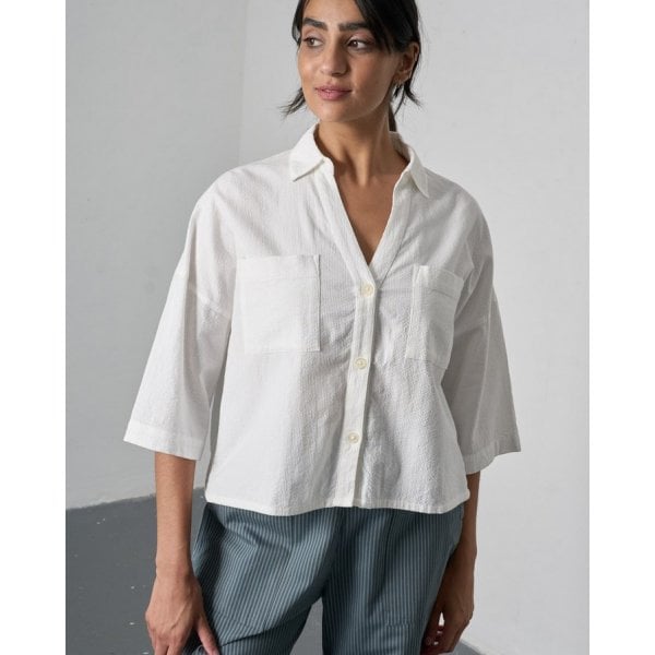 Womens Ava Blouse in White Stripe