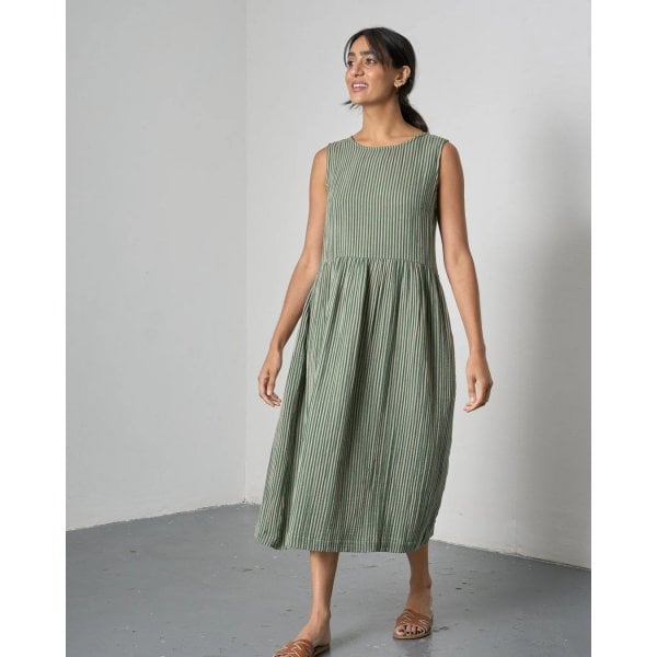 Womens Elaine Dress in Green Stripe
