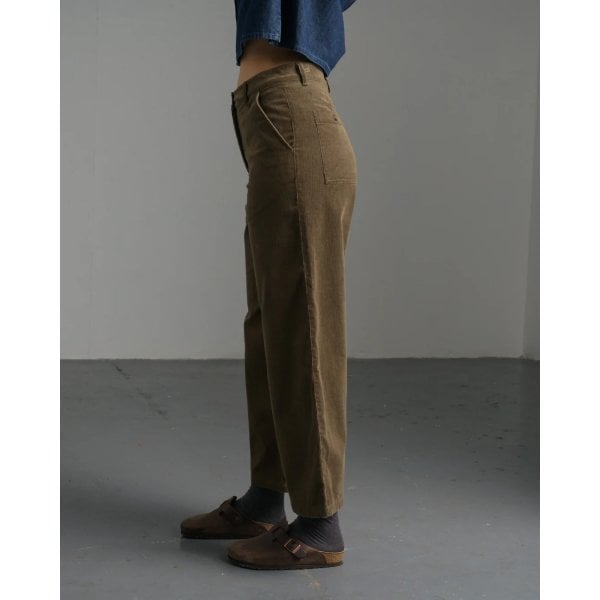 Womens Harper Wide Leg Trousers In Dark Sand Thick Cord