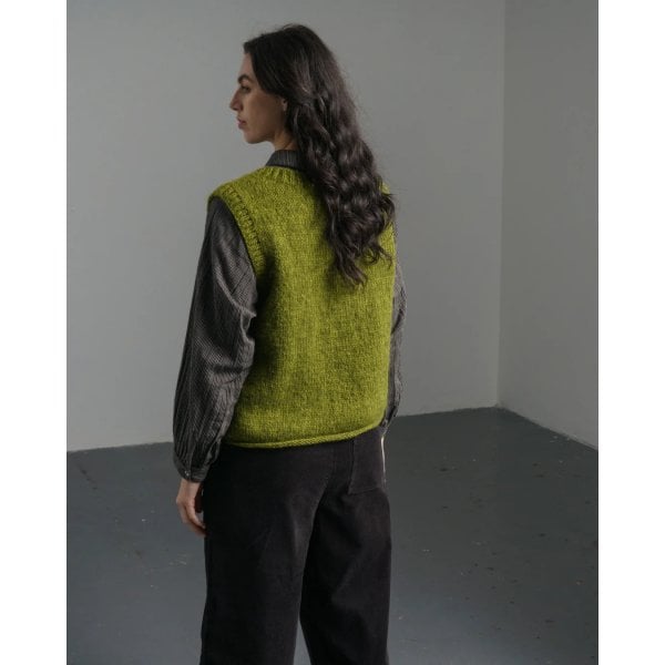 Womens Heather Knitted Vest in Chartreuse