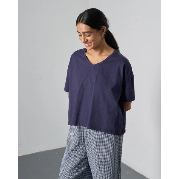 Womens Lola Boxy T Shirt in Navy
