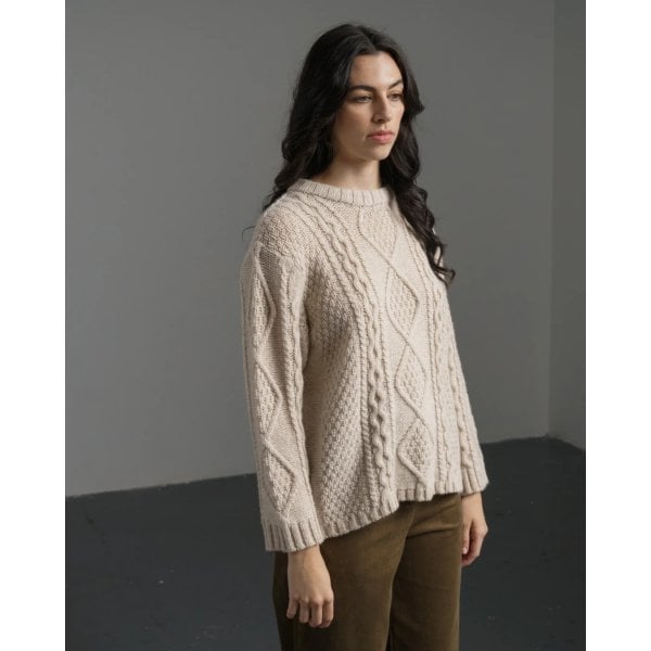 Womens Margot Aran Jumper in Linen