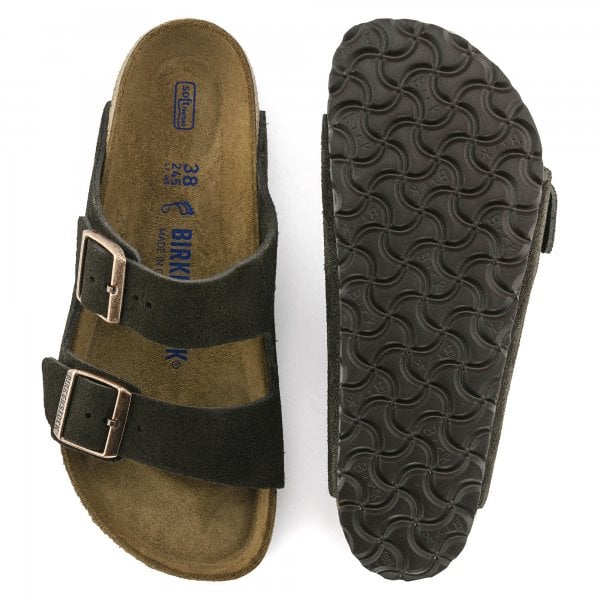 Unisex Arizona Narrow Soft Footbed Suede Sandal in Mocca