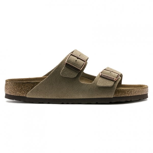 Unisex Arizona Soft Footbed Narrow Fit Sandal in Taupe Suede