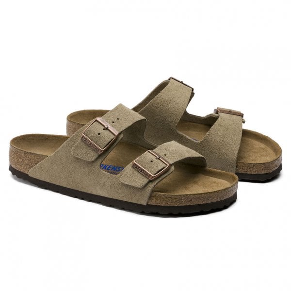 Unisex Arizona Soft Footbed Narrow Fit Sandal in Taupe Suede