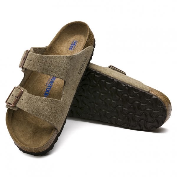 Unisex Arizona Soft Footbed Narrow Fit Sandal in Taupe Suede