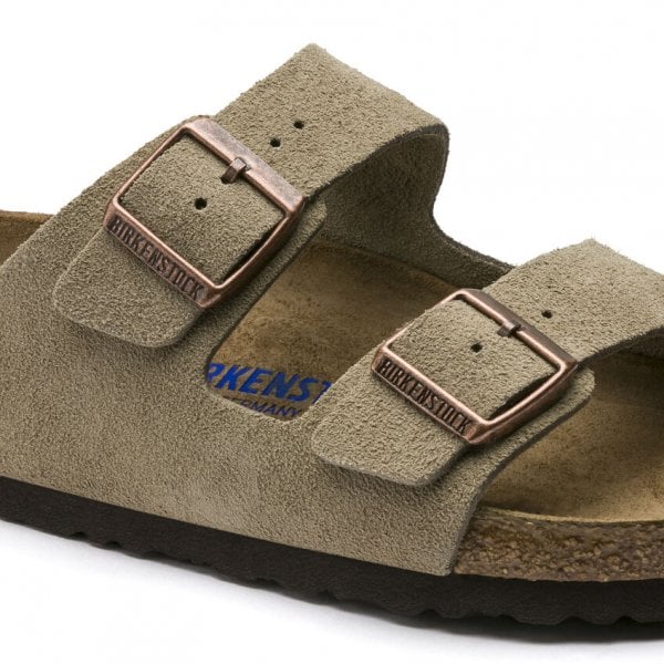Unisex Arizona Soft Footbed Narrow Fit Sandal in Taupe Suede
