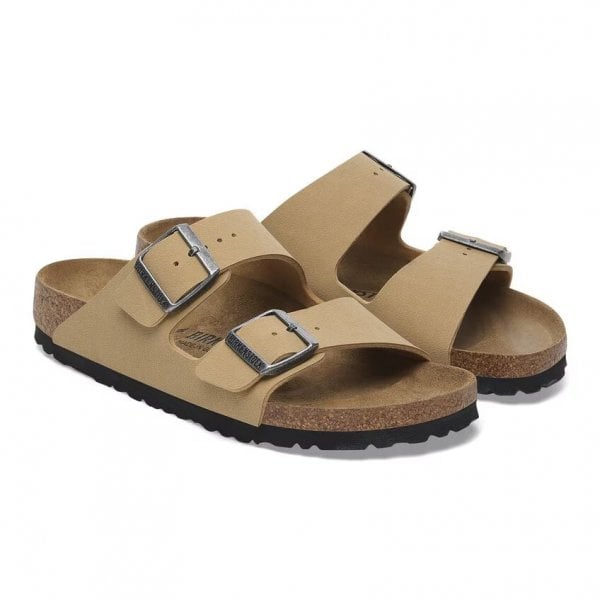 Unisex Birko Flor Regular Fit Nubuck Sandal in Latte Cream