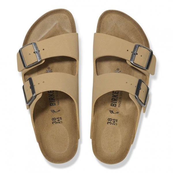 Unisex Birko Flor Regular Fit Nubuck Sandal in Latte Cream