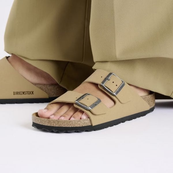 Unisex Birko Flor Regular Fit Nubuck Sandal in Latte Cream