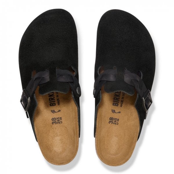 Unisex Boston Braided Narrow Fit in Black Suede