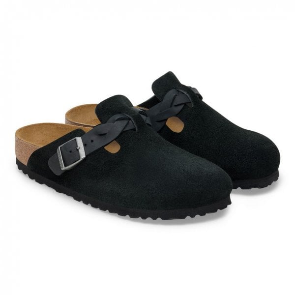 Unisex Boston Braided Narrow Fit in Black Suede